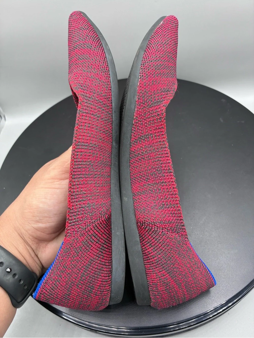 Rothy's The Point Flats Women 7 Red Black Multicolor Knit